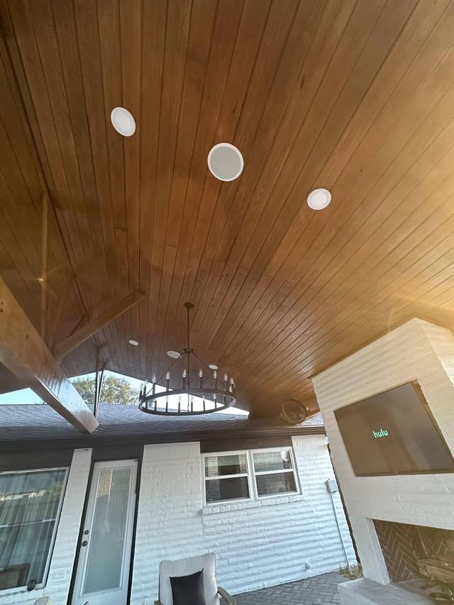Patio lighting, speakers and TV install — His Kingdom Electric, Waller TX