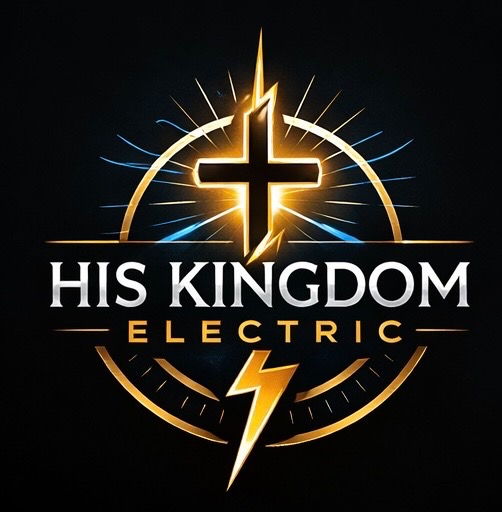 His Kingdom Electric logo — cross and lightning bolt emblem